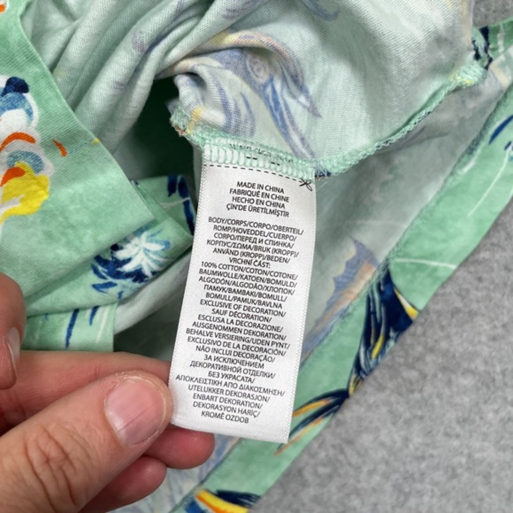 Polo Ralph Lauren Shirt Mens Medium Green Marlin Tropical‎ Fishing Short Sleeve - Picture 11 of 12